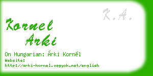 kornel arki business card