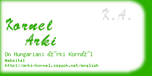 kornel arki business card